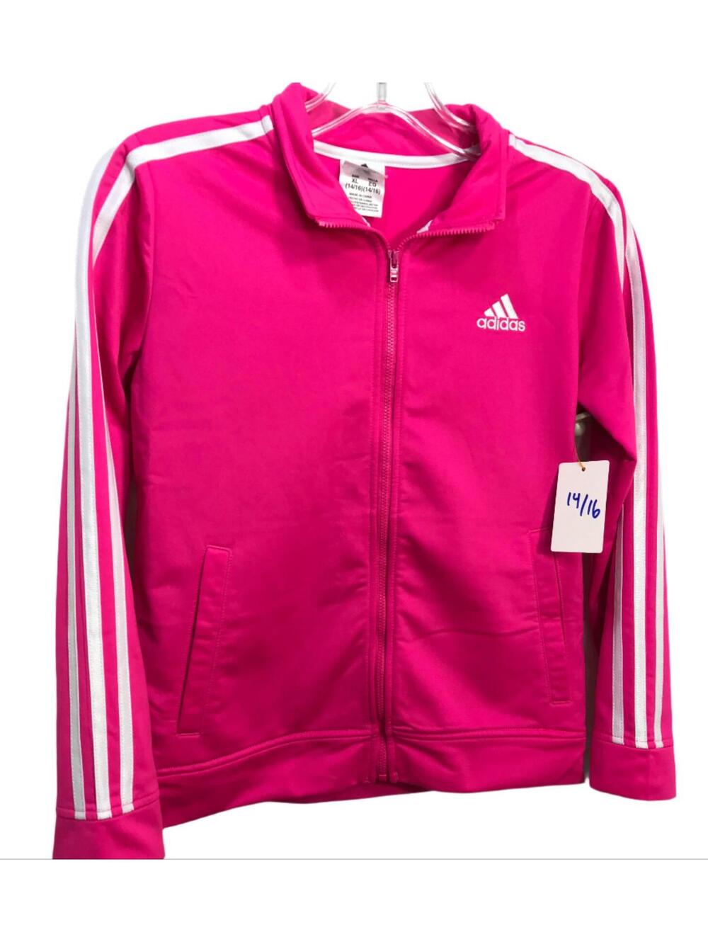 Adidas (LT STAINING) Hot Pink Light-Weight Zip Jacket Girls 14/16